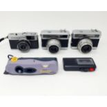 An Olympus Trip 35 camera, a Carl Zeiss Werra 1 camera, a Werra 3 camera, an underwater camera,