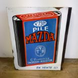 A Mazda No 738 BIS Pile Cic Francais Thomson, Houston, double sided flanged enamel sign, 45 x 37