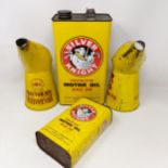 A Shell Lubricants pourer, 26 cm high, a Shell Tractor Oil Universal pourer, 26 cm high, and two