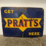 A Get Pratt's Here enamel sign, 76 x 106 cm Some loss and chips, see images