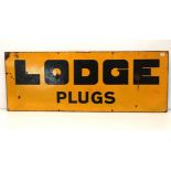 A Lodge Plugs enamel sign 46 x 120 cm Slight loss and a little rusty, see images