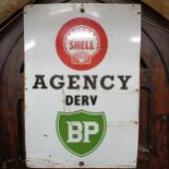 A Shell Agency DERV BP enamel sign, 99 x 69 cm Slight loss and rust