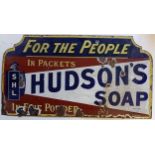 A Hudson's Soap enamel sign, of shaped rectangular form, 43.5 x 78.5 cm Some loss and chips, see