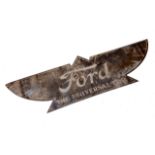An early Ford The Universal enamel sign, of wing shape, 38 x 122 cm Faded and with loss - see images