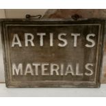 A weathered wood sign, Picture Framing and Artists Materials, 41 x 59 cm