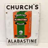 A Church's Alabastine enamel sign, 51 x 38 cm Slight loss and rusting to edges, see images