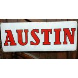 An Austin enamel sign, 39 x 98 cm A little repainted to the top edge and between the I and the N