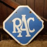 An RAC double sided enamel sign, 54.5 x 55.5 cm Slight loss and chips see images