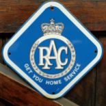An RAC Get You Home Service enamel sign, 27.5 cm wide Generally good, probably not of any great age