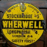 An Automobile Association Stockbridge 5, Wherwell Longparish 4, London 64 Safety First enamel