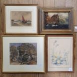Early 20th century, English school, landscape, watercolour, 23 x 27 cm, T B Hardy, boat on rough