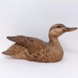 An Alan Glasby carved wood figure, of a Blue Winged Teal, inscribed, signed and dated 2001 to the