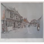 Cecil Aldin, a street scene, print, signed in pencil, 36 x 40 cm Some light foxing
