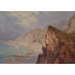 S Y Johnson, Cornish coastal scene, oil on canvas, signed and date 1910, 25 x 34 cm Has been relined
