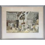 Edward Wesson (British 1910-1983), barn scene, watercolour, signed, 32 x 49 cm Provenance: Purchased