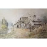 S Smida, Eastern landscape, watercolour, signed, 31 x 50 cm, Swan Gallery label verso Overall