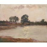 Alexander Jamieson (Scottish 1873-1937), Marsworth Reservoir, oil on board, signed, 37 x 45 cm