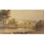 Late 19th/early 20th century, English school, landscape with a country house, 33 x 56 cm Overall