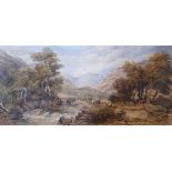 19th century, English school, landscape, watercolour, 42 x 95 cm