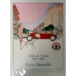 A reproduction poster of the Club de L'Auto 1970-1980, Paris - Deauville poster, 70 x 51 cm,