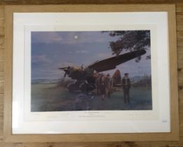 A Robert Taylor They Landed By Moonlight, limited edition print, 26/450, signed, also signed by four