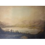 Late 19th century, Continental school, landscape with lakes, watercolour, 36 x 47 cm