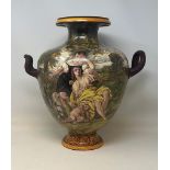 An unusual Wedgwood pottery vase, painted Italianate style figures, by Emile Lessore, signed,