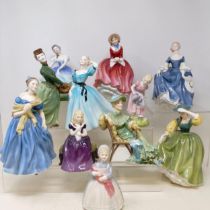 A Royal Doulton figure, Giselle, and ten other Royal Doulton figures (box)