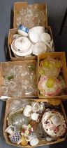 An early 20th century part dinner service, assorted ceramics and glassware (5 boxes)
