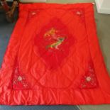 Two Chinese decorated bedspreads, 190 x 150 cm (2)