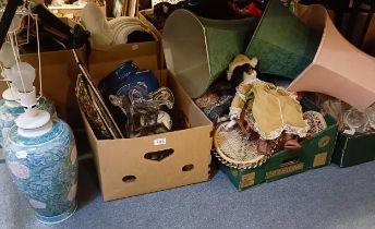 A pair of lamps, and assorted other items (4 boxes)