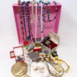 Assorted costume jewellery (box)