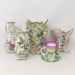 A Coalport vase, with a pierced rim, decorated flowers, 17 cm high, a vase, with a pierced rim,