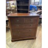 A mahogany chest, having two short and three long drawers, 117 cm wide, and a camphorwood and