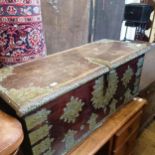 A Zanzibar chest, with brass mounts, 36 cm wide, a camel stool, a piano stool, an oak gateleg table,