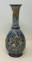 A Doulton Lambeth stoneware vase, decorated flowers, 26 cm high