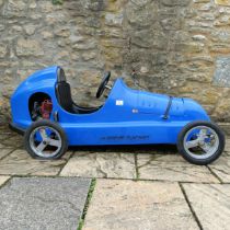 A Marcus Racing childs Austin Pathfinder style fibreglass single seater car, with a Kawasaki petrol