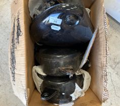 Two BSA oil tanks and two BSA tool boxes Being sold without reserve
