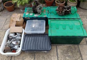 Several boxes of assorted motorcycle spares, consisting primarily of parts for a Honda CB450 K0 Bla