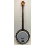 The Yetties Mac McCulloch's Famus banjo, in a hard carry case, with stickers to include The