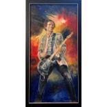 Roy Barrett, portrait of Keith Richard of the Rolling Stones, mixed media on canvas, 59 cm x 29 cm