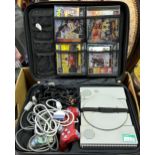A Sony Playstation 1, assorted games, a dance mat and a travel bag Provenance: Sold on behalf of the