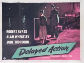 Delayed Action, 1954, UK Quad film poster, 76.2 x 101.6 cm Folded, a hole in centre crease