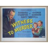 Witness To Murder, 1954, UK Quad film poster, 76.2 x 101.6 cm