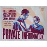 Private Information, 1952, UK Quad film poster, 76.2 x 101.6 cm Folded