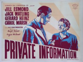 Private Information, 1952, UK Quad film poster, 76.2 x 101.6 cm Folded