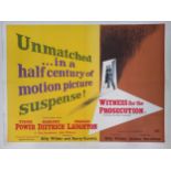 Witness For The Prosecution, 1957, UK Quad film poster, 76.2 x 101.6 cm Folded