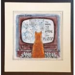 Graham Thomas Oakley (British, 1929-2022), Sampson the cat and the church mice watching TV,