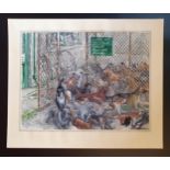 Graham Thomas Oakley (British, 1929-2022), Dogs escaping the pound, watercolour, unsigned, 18 x 24