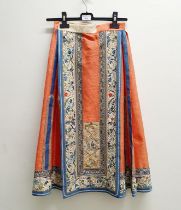 A Chinese silk embroidered skirt, 76 cm long